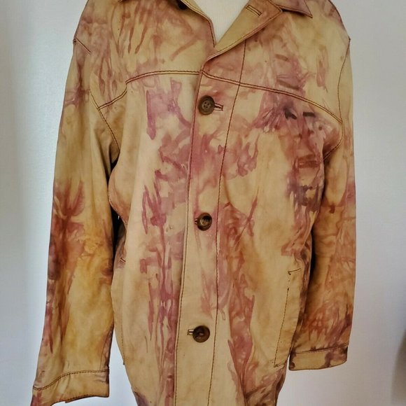 Andrew Marc leather coat safari Cowboy western rustic Large brown tan beige dyed - Picture 1 of 6